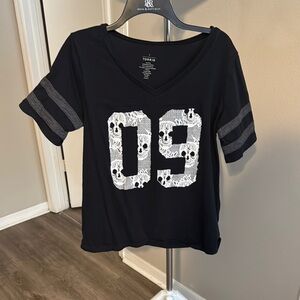 Torrid Black Graphic Jersey with Relaxed Short Sleeves